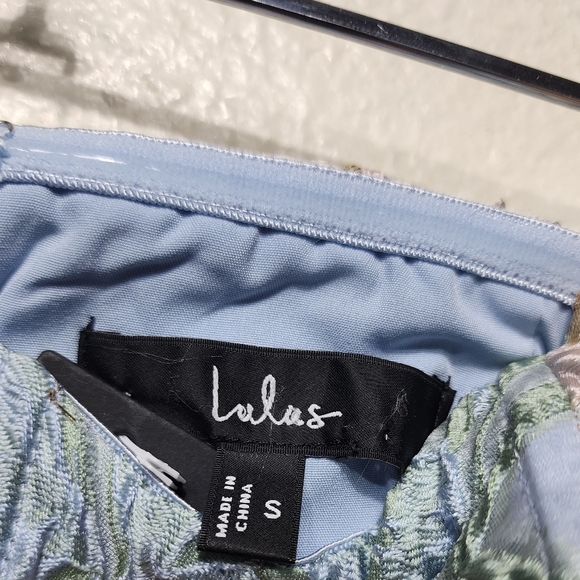 Lulus Upgraded Event Blue Jacquard Strapless Bustier Midi Dress S Wedding Party - Picture 10 of 10